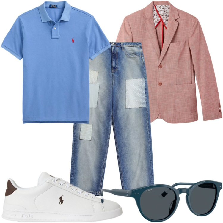 Outfit uomo - Total look #2459154. Stile Trendy per Tutti i giorni. Abbinamento con jeans, giacche, polo, occhiali da sole, sneakers.