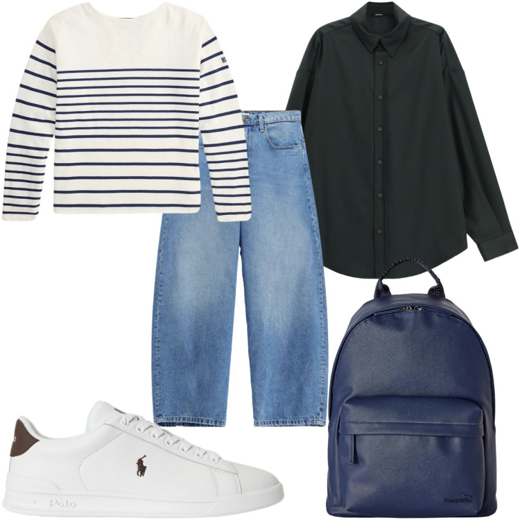 Outfit uomo - Total look #2459155. Stile Casual per Tutti i giorni. Abbinamento con borse sportive, jeans, camicie, pullovers, sneakers.
