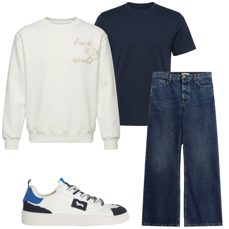 Outfit uomo - Casual style. Stile Casual per Tutti i giorni. Abbinamento con sneakers, t-shirt, jeans, felpe.