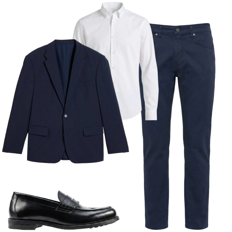 Outfit uomo - In ufficio. Stile Business/Elegante per Ufficio. Abbinamento con giacche, camicie, pantaloni, scarpe stringate.
