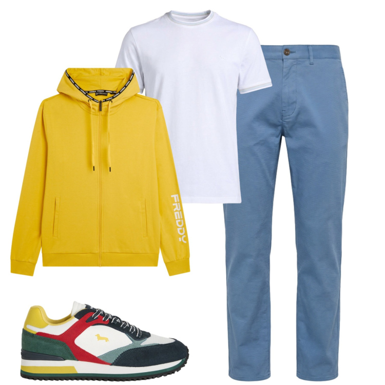 Outfit uomo - Total look #2459201. Stile Casual per Tutti i giorni. Abbinamento con sneakers, t-shirt, pantaloni, felpe con cappuccio.