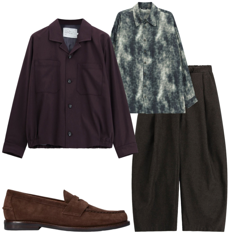 Outfit uomo - City. Stile Casual per Tutti i giorni. Abbinamento con camicie, pantaloni, cappotti, scarpe stringate.
