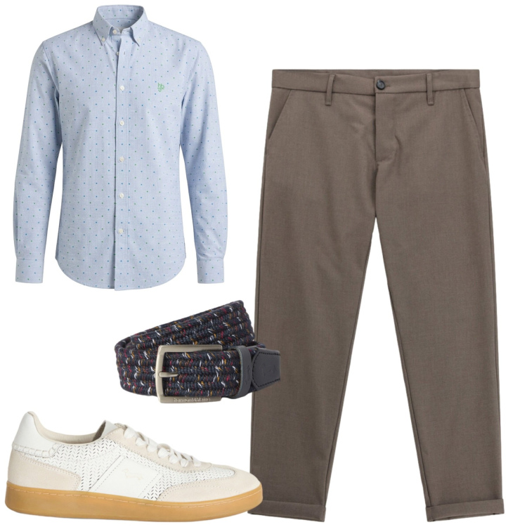 Outfit uomo - City. Stile Casual per Tutti i giorni. Abbinamento con sneakers, camicie, cinture, pantaloni.