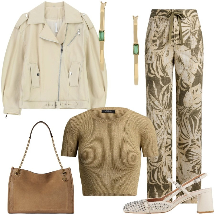 Outfit donna - Urban style. Stile Urban per Ufficio. Abbinamento con décolleté, giacche, pantaloni, t-shirt, orecchini, borse tote.