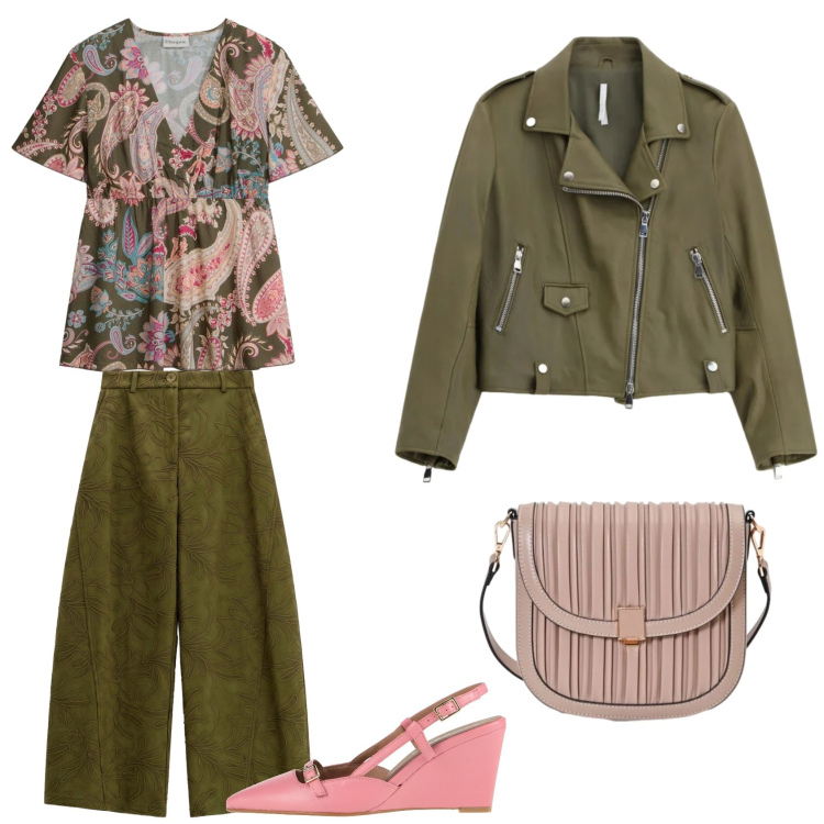 Outfit donna - Rientro all' università. Abbinamento con pantaloni a palazzo, giacche, borse a tracolla, décolleté, bluse.