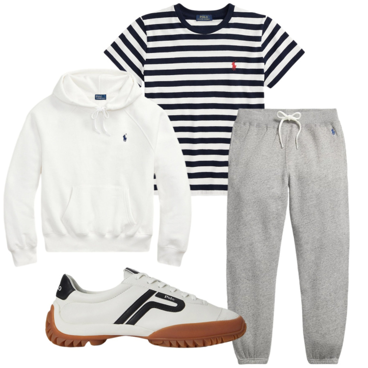 Outfit donna - Total look #2459406. Stile Sporty chic per Sport. Abbinamento con sneakers, t-shirt, pantaloni, felpe con cappuccio.