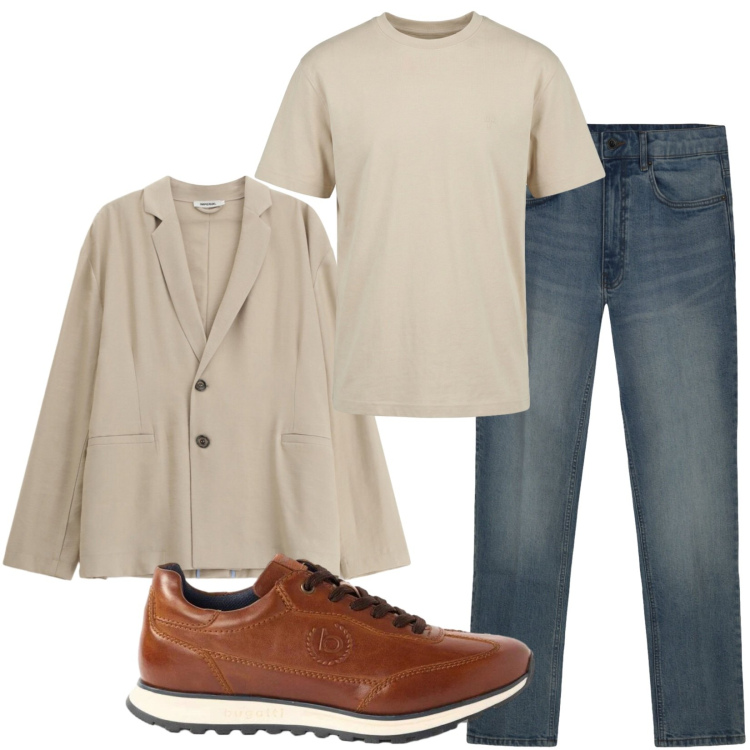 Outfit uomo - Total look #2459469. Stile Trendy per Serata speciale. Abbinamento con sneakers, t-shirt, giacche, jeans.