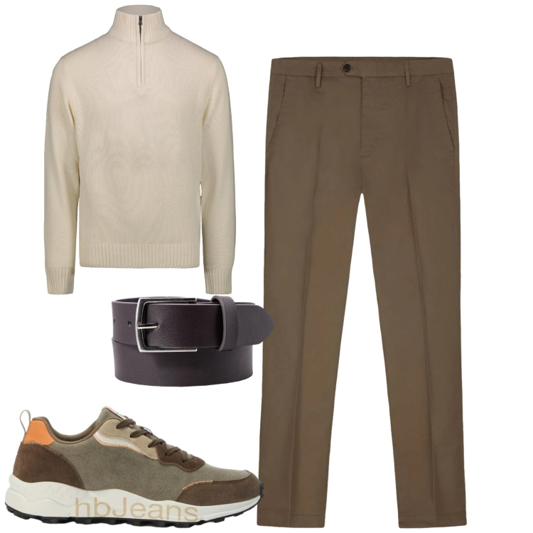Outfit uomo - City. Stile Urban per Tutti i giorni. Abbinamento con sneakers, maglieria, pantaloni, cinture.