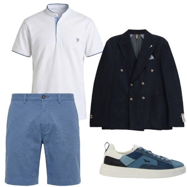 Outfit uomo - Total look #2459493. Stile Casual per Serata speciale. Abbinamento con bermuda, sneakers, polo, giacche.