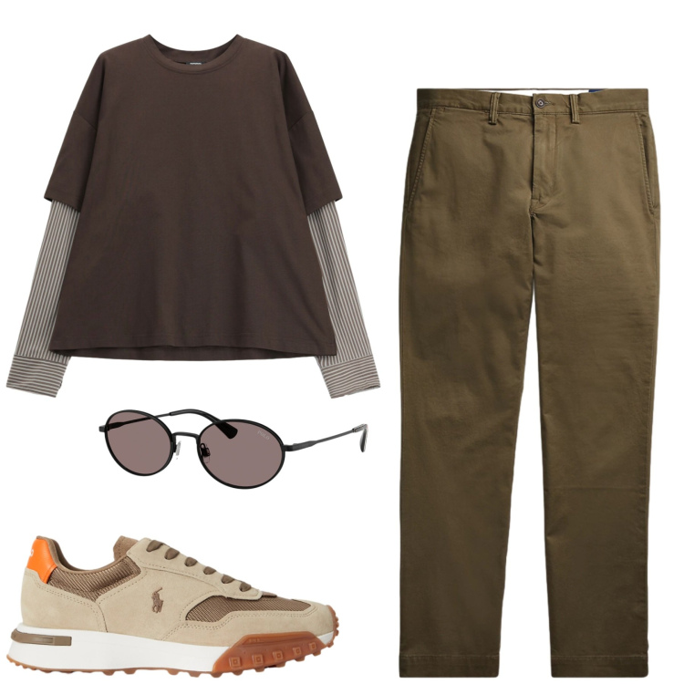 Outfit uomo - City. Stile Casual per Tutti i giorni. Abbinamento con t-shirt, pantaloni, occhiali da sole, sneakers.