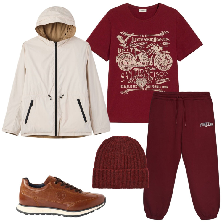 Outfit uomo - Total look #2459524. Stile Urban per Tutti i giorni. Abbinamento con t-shirt, sneakers, giacche, pantaloni, berretti.