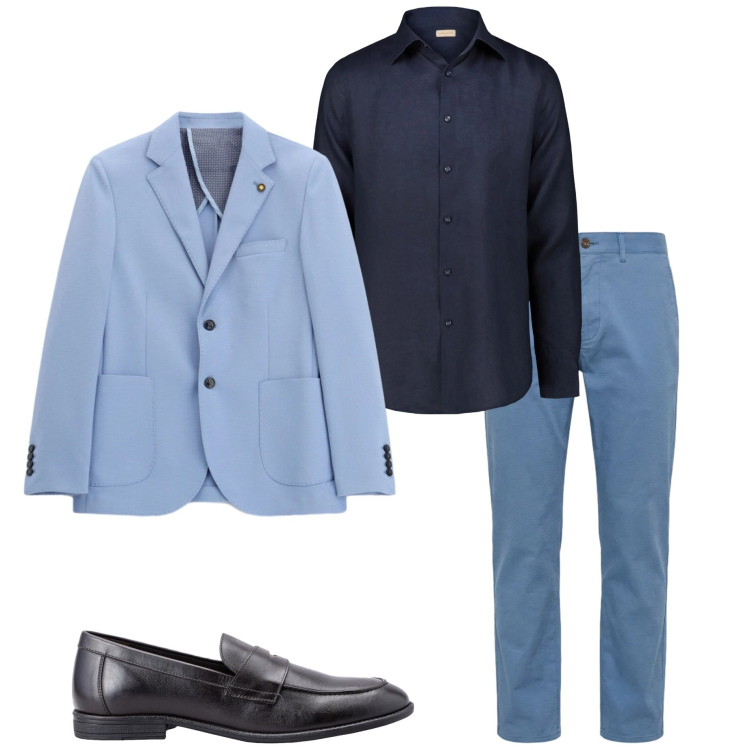Outfit uomo - Serata speciale. Stile Business/Elegante per Serata speciale. Abbinamento con pantaloni, giacche, camicie, scarpe stringate.