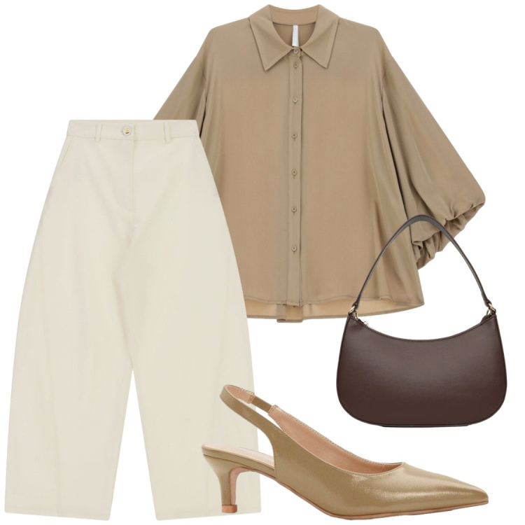 Outfit donna - Soft Minimal: Chic da Giorno. Stile Chic per Ufficio. Abbinamento con décolleté, borse a tracolla, camicie, jeans.