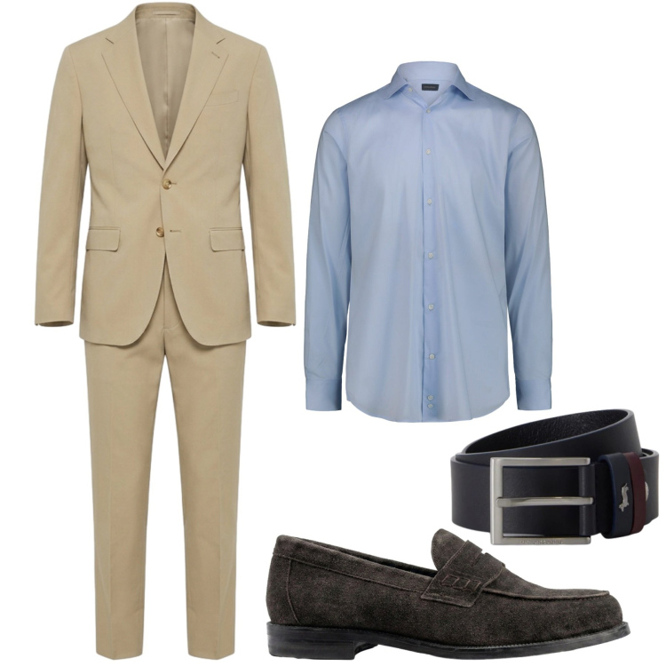 Outfit uomo - Total look #2459585. Stile Business/Elegante per Ufficio. Abbinamento con cinture, abiti, camicie, scarpe stringate.