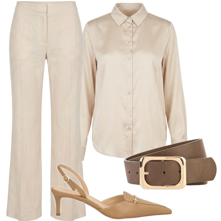 Outfit donna - Total look #2459587. Stile Chic per Ufficio. Abbinamento con décolleté, cinture, camicie, pantaloni.