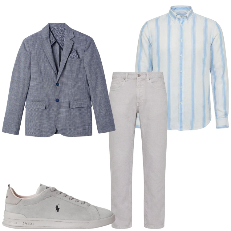 Outfit uomo - Total look #2459603. Stile Trendy per Serata speciale. Abbinamento con camicie, pantaloni, giacche, sneakers.