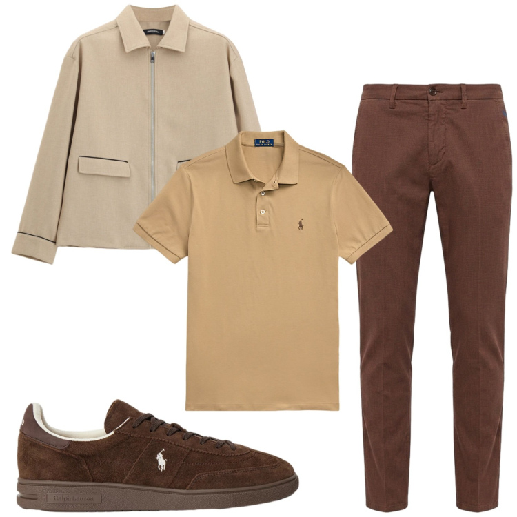 Outfit uomo - Total look #2459606. Stile Casual per Tutti i giorni. Abbinamento con pantaloni chino, cappotti, polo, sneakers.