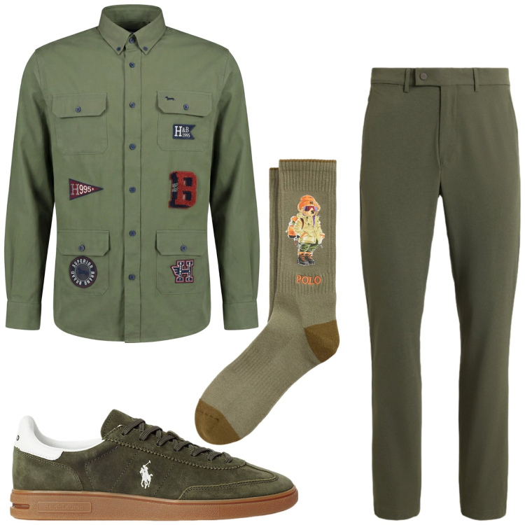 Outfit uomo - Total look #2459617. Stile Trendy per Serata speciale. Abbinamento con camicie, sneakers, pantaloni, calzini.