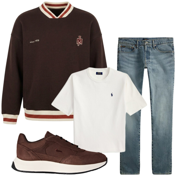Outfit uomo - Total look #2459621. Stile Trendy per Tutti i giorni. Abbinamento con sneakers, felpe, jeans, t-shirt.