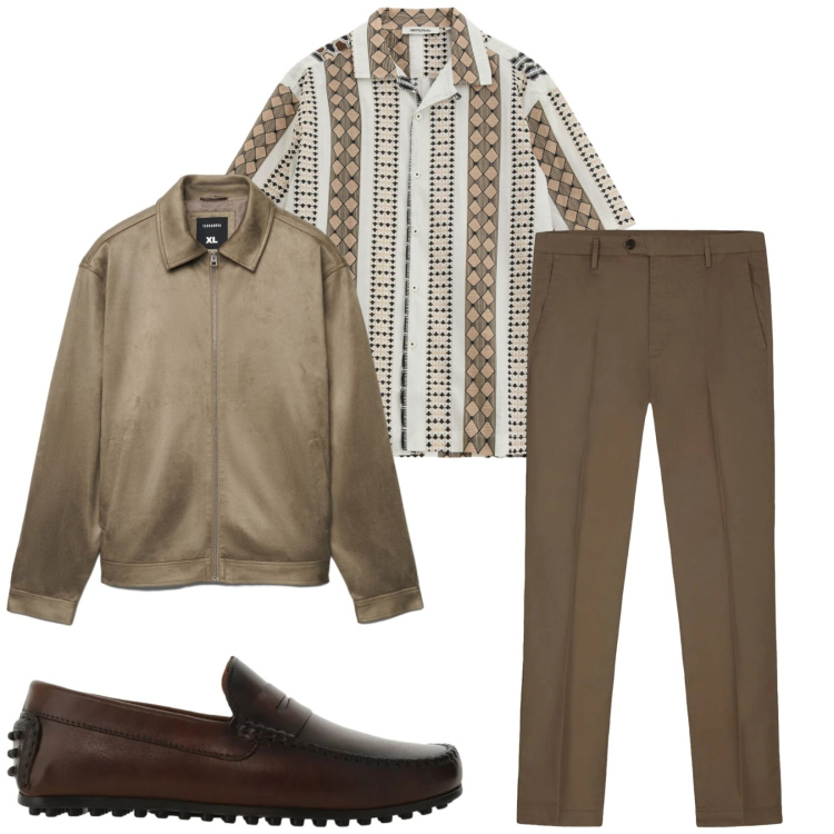 Outfit uomo - Total look #2459628. Stile Trendy per Serata speciale. Abbinamento con camicie a manica corta, scarpe stringate, giacche, pantaloni.