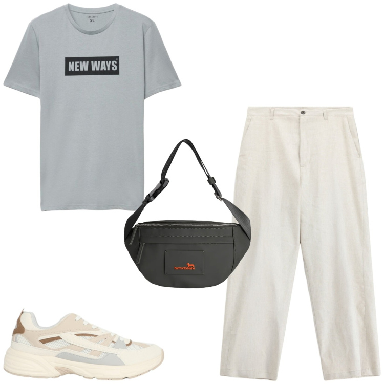 Outfit uomo - Total look #2459633. Stile Casual per Tutti i giorni. Abbinamento con borse sportive, pantaloni, sneakers, t-shirt.