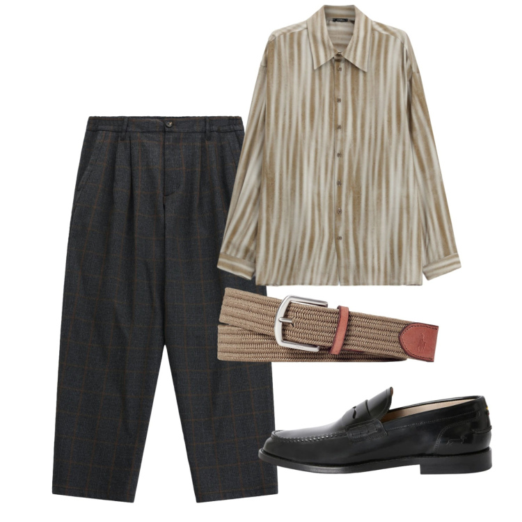 Outfit uomo - City. Stile Trendy per Tutti i giorni. Abbinamento con scarpe stringate, camicie, pantaloni, cinture.
