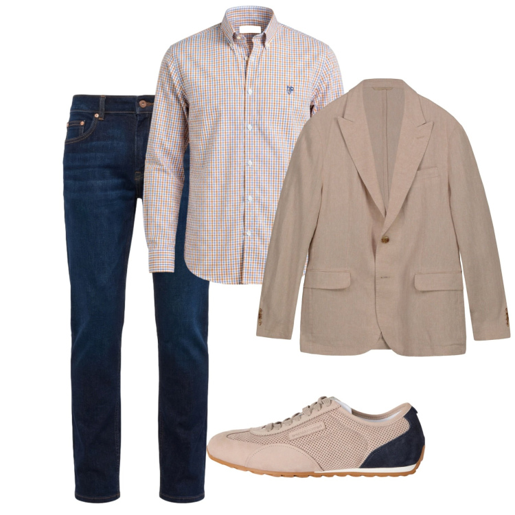 Outfit uomo - City. Stile Casual per Tutti i giorni. Abbinamento con sneakers, jeans, camicie, giacche.