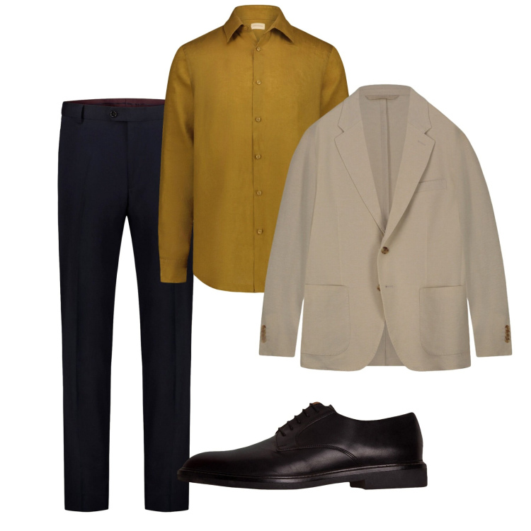 Outfit uomo - Verso l\'autunno. Stile Casual per Tutti i giorni. Abbinamento con scarpe stringate, pantaloni, giacche, camicie.