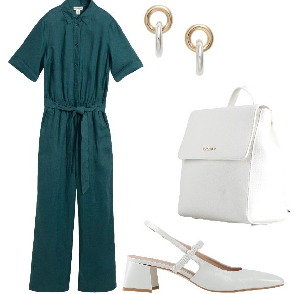 Outfit donna - Serata tra amici. Stile Casual chic per Serata fuori. Abbinamento con décolleté, zaini, tute, orecchini.