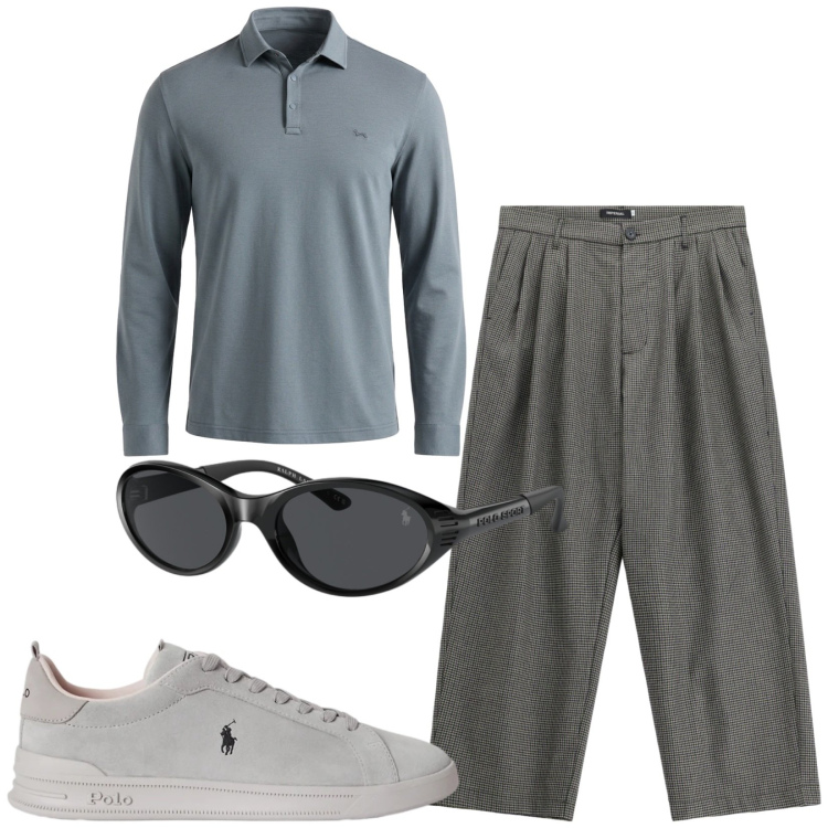 Outfit uomo - Total look #2459680. Stile Trendy per Serata speciale. Abbinamento con polo, pantaloni, sneakers, occhiali da sole.