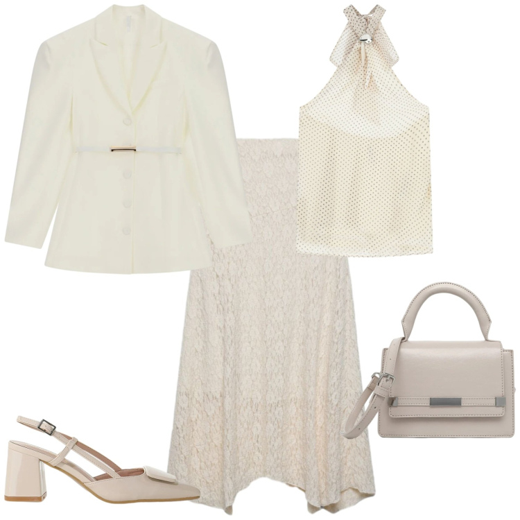 Outfit donna - Chic serata evento. Stile Chic per Serata fuori. Abbinamento con top, blazer, décolleté, gonne lunghe, borse a tracolla.
