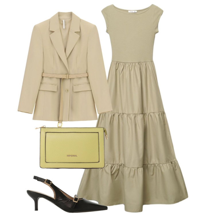 Outfit donna - Balze e blazer. Stile Bon Ton per Ufficio. Abbinamento con vestiti lunghi, blazer, sandali col tacco, borse a tracolla.