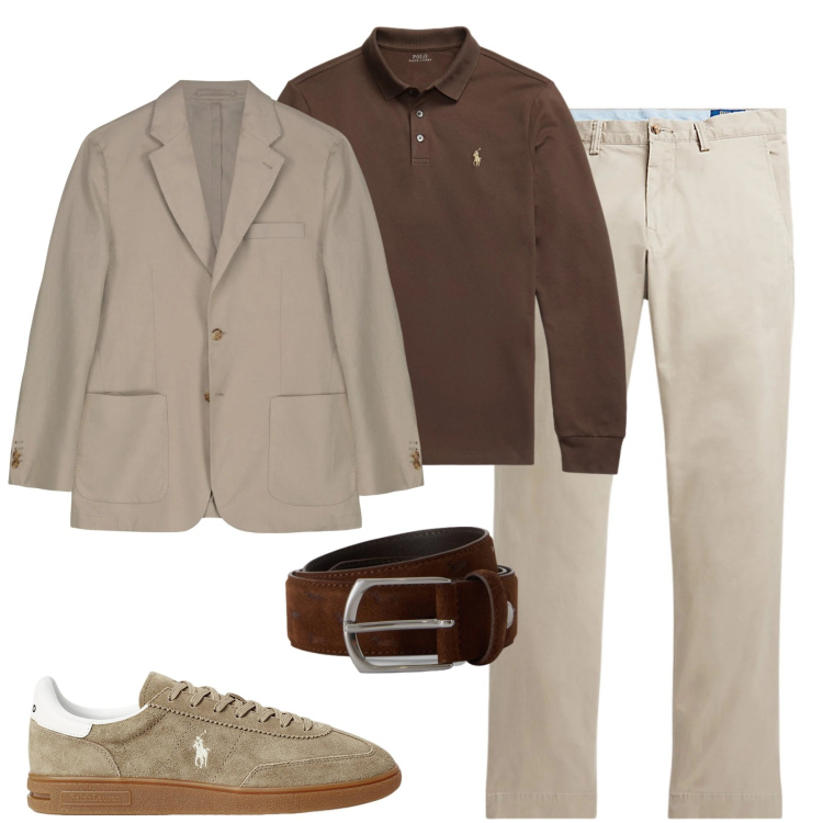 Outfit uomo - City. Stile Urban per Tutti i giorni. Abbinamento con cinture, giacche, pantaloni, sneakers, polo.
