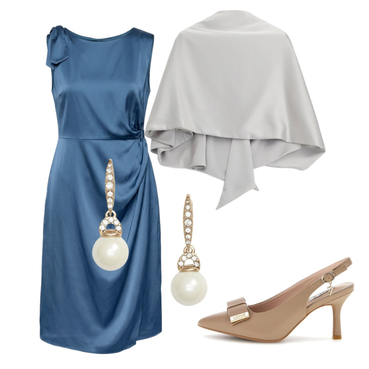 Outfit donna - Total look #2459724. Stile Casual chic per Cerimonia. Abbinamento con scialli, vestiti midi/longuette, orecchini, décolleté.
