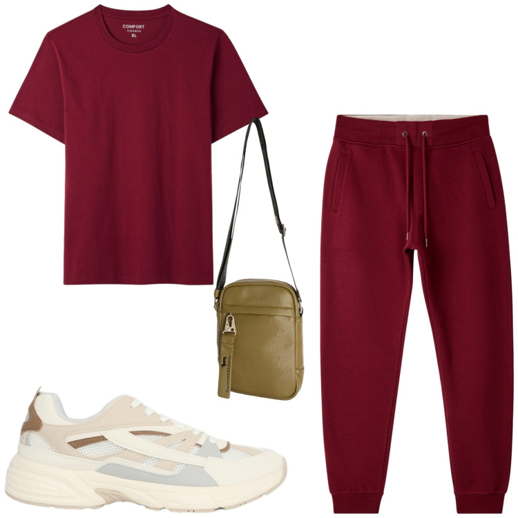 Outfit uomo - Total look #2459734. Stile Trendy per Sport. Abbinamento con borse sportive, pantaloni, sneakers, t-shirt.