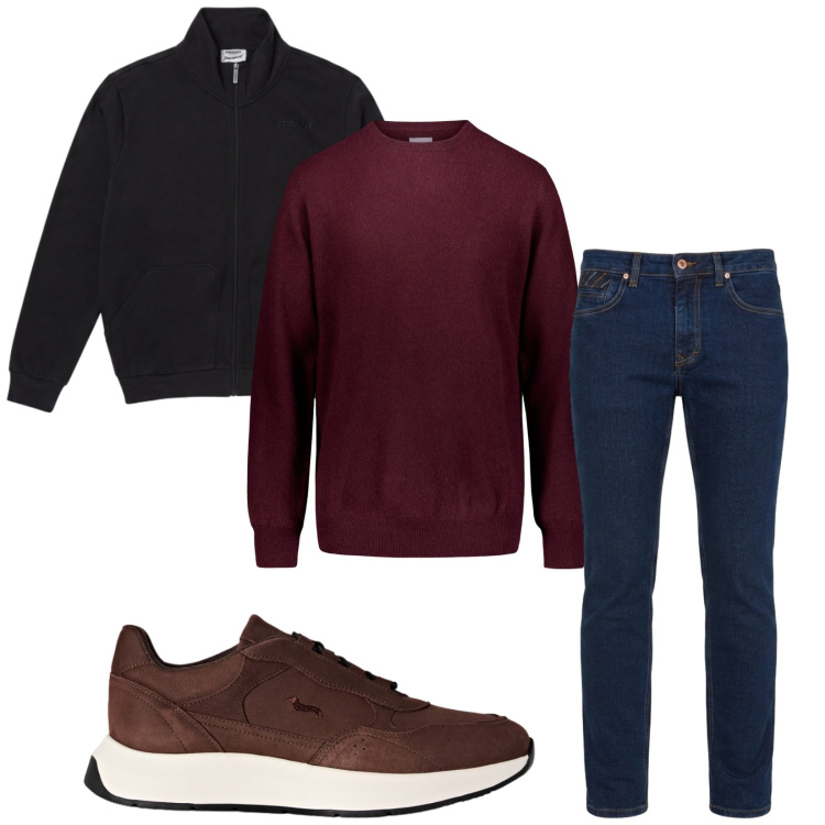 Outfit uomo - Total look #2459746. Stile Casual per Ufficio. Abbinamento con jeans, sneakers, maglieria, felpe.