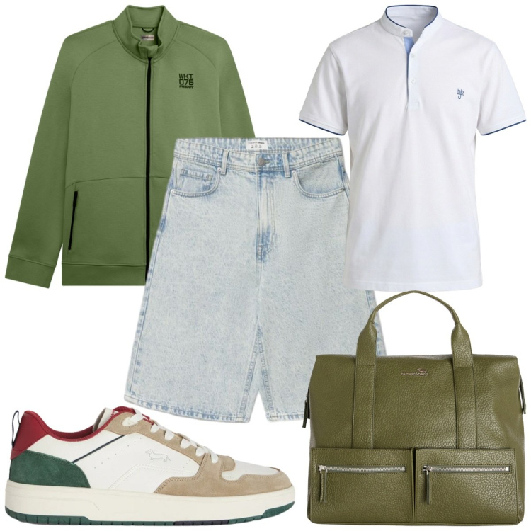 Outfit uomo - Total look #2459873. Stile Casual per Tutti i giorni. Abbinamento con sneakers, borse sportive, polo, shorts, felpe.