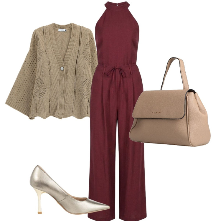 Outfit donna - Total look #2459899. Stile Chic per Cerimonia. Abbinamento con zaini, décolleté, cardigans, tute.