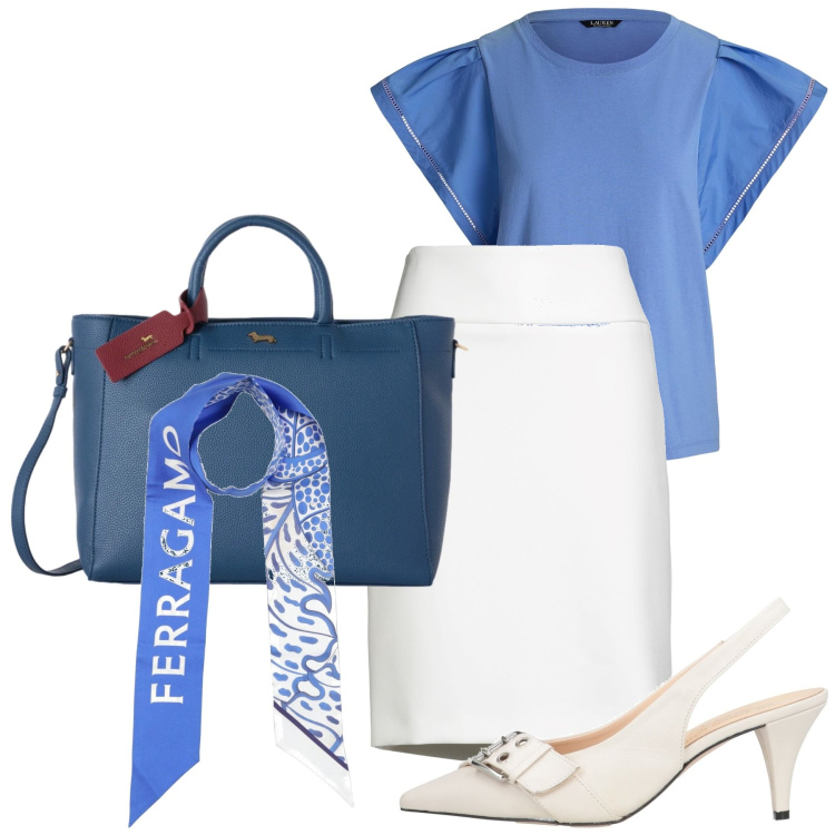 Outfit donna - Rientro con stile. Stile Urban per Ufficio. Abbinamento con top, minigonne, décolleté, sciarpe, borse a mano.