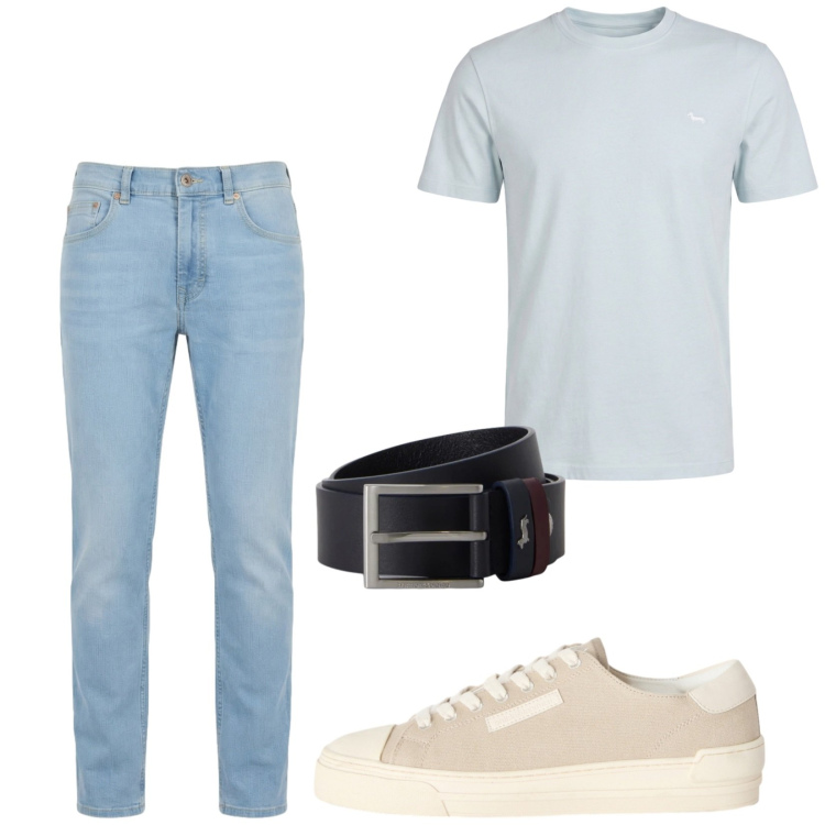 Outfit uomo - Total look #2459904. Stile Casual per Tutti i giorni. Abbinamento con sneakers, jeans, t-shirt, cinture.