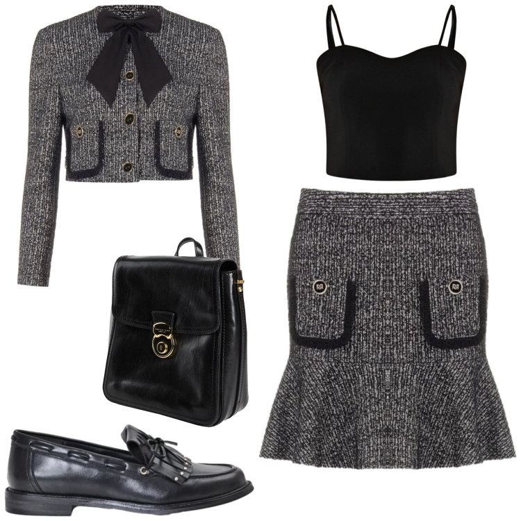 Outfit donna - Rinascimento. Stile Urban per Tutti i giorni. Abbinamento con zaini, minigonne, blazer, mocassini, top.