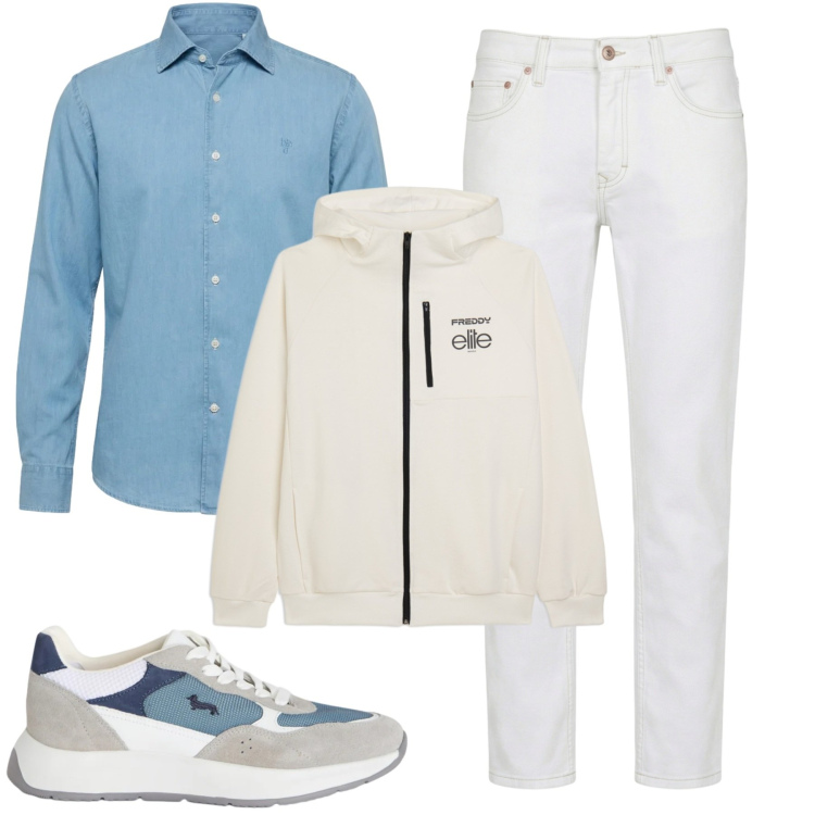 Outfit uomo - Agosto. Stile Casual per Tutti i giorni. Abbinamento con sneakers, jeans, camicie, felpe con cappuccio.