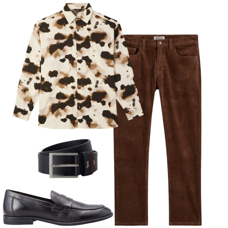 Outfit uomo - City. Stile Trendy per Tutti i giorni. Abbinamento con pantaloni, cinture, camicie, scarpe stringate.