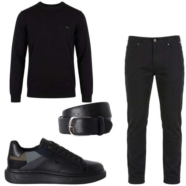 Outfit uomo - Total look #2459952. Stile Urban per Tutti i giorni. Abbinamento con cinture, sneakers, pantaloni, maglieria.