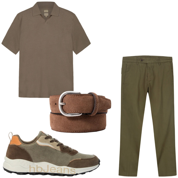 Outfit uomo - Total look #2459955. Stile Urban per Tutti i giorni. Abbinamento con sneakers, polo, pantaloni chino, cinture.