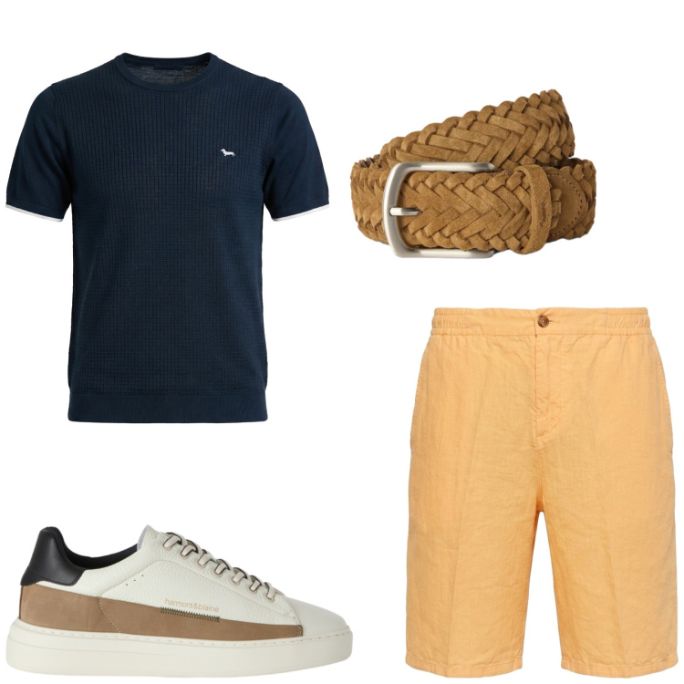 Outfit uomo - Total look #2460012. Stile Casual per Tutti i giorni. Abbinamento con cinture, t-shirt, bermuda, sneakers.