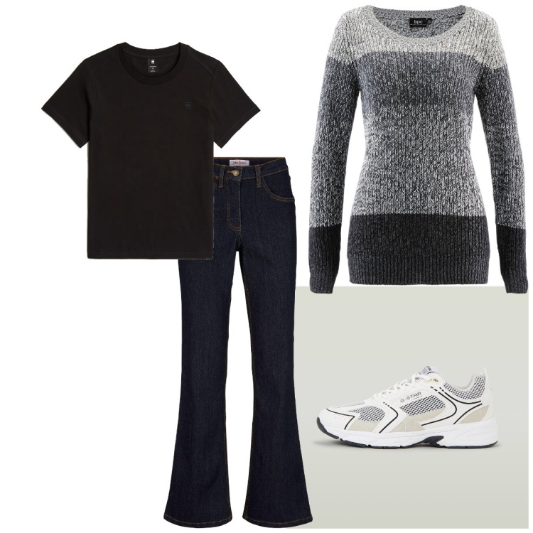 Outfit femme - Basique #3302. Style Basique pour Tous les jours. Assortir avec jean bootcut, pulls, sneakers, pulls.