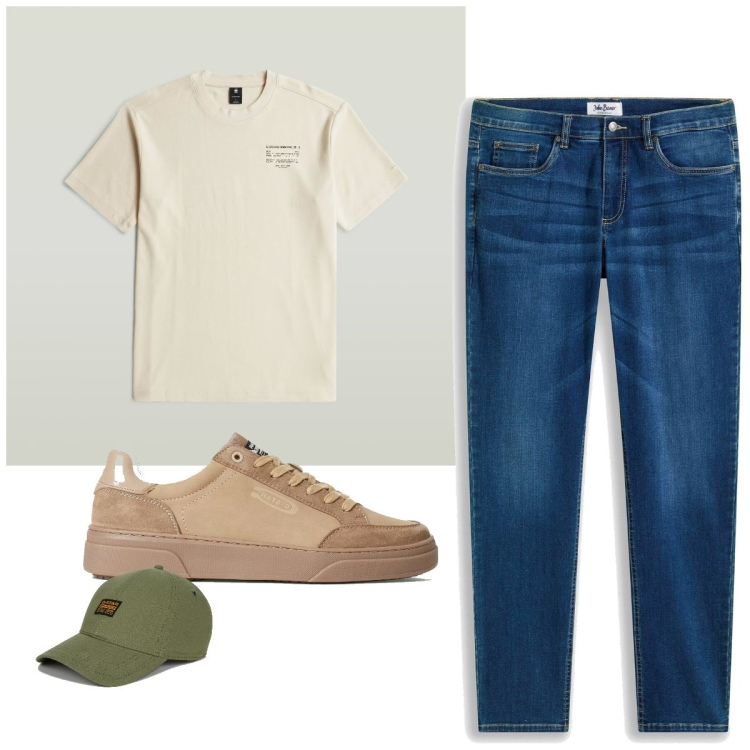 Outfit homme - Urban #3608. Style Urban pour Tous les jours. Assortir avec jeans, chapeaux avec visière, t-shirts, sneakers.