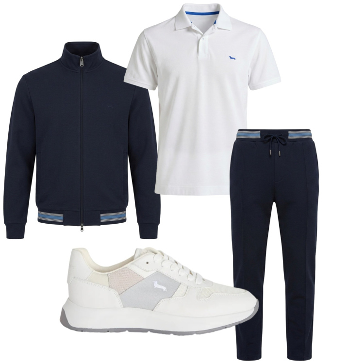 Outfit uomo - Total look #2460049. Stile Urban per Sport. Abbinamento con sneakers, polo, pantaloni, felpe.