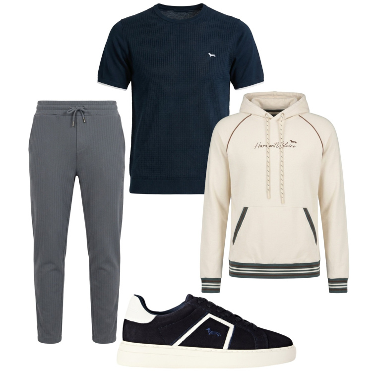 Outfit uomo - Total look #2460051. Stile Urban per Sport. Abbinamento con t-shirt, sneakers, felpe con cappuccio, pantaloni.